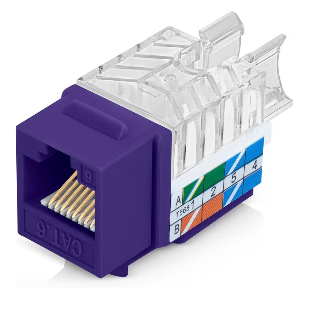 Everest Cat6 Keystone Jacks 45° Angled RJ45 Purple 40 Pack Slim